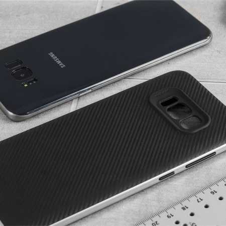 Olixar X-Duo Samsung Galaxy S8 Plus Kotelo – Hiilikuitu hopea