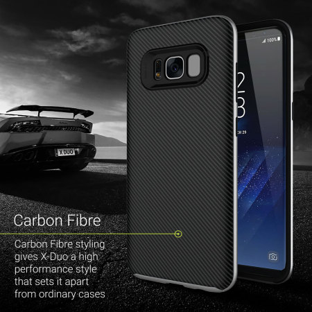 Funda Samsung Galaxy S8 Plus Olixar X-Duo - Fibra de Carbono Plateada