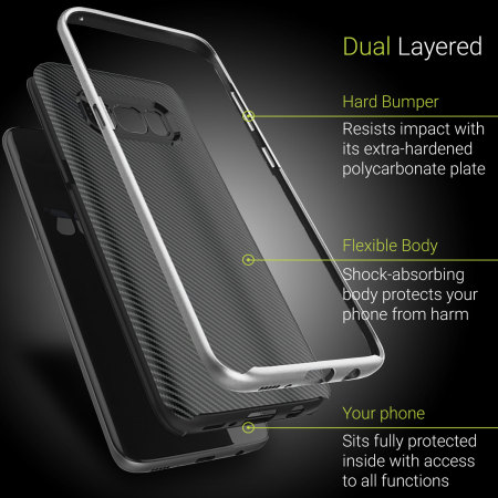 Olixar X-Duo Samsung Galaxy S8 Plus Case - Koolstofvezel Zilver