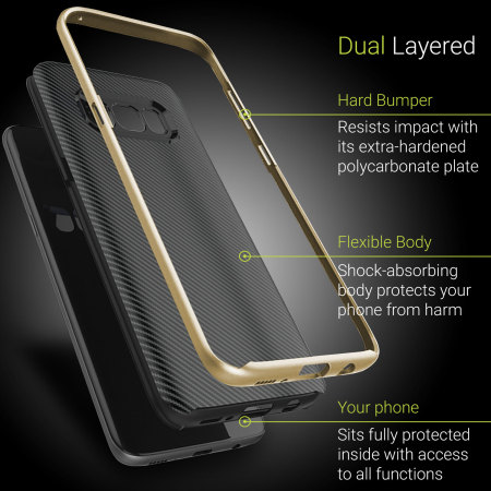 Olixar X-Duo Samsung Galaxy S8 Plus Skal - Kolfiber Guld