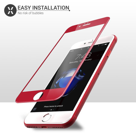 Olixar iPhone 7 Plus Edge to Edge Glass Screen Protector - Red