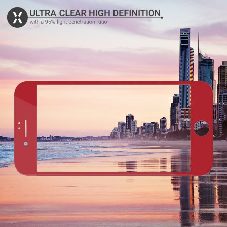 Protector Pantalla iPhone 7 Plus Olixar Cristal Templado Curvo - Rojo