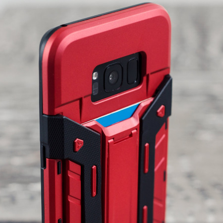 Olixar X-Trex Samsung Galaxy S8 Plus Kortförvaring Skal - Röd / Svart