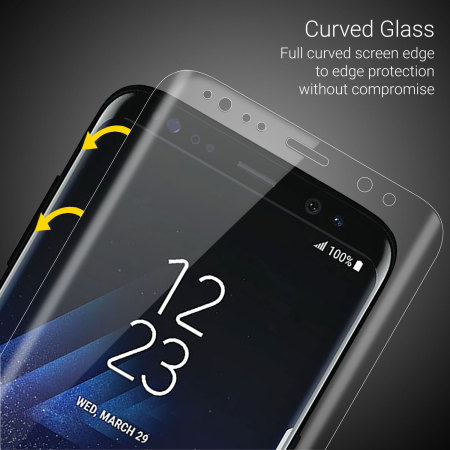 Olixar Samsung Galaxy S8 Plus Curved Glass Screen Protector - Doorzichtig