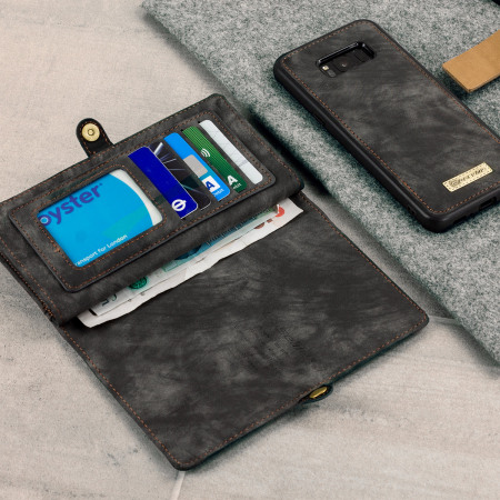 Luxury Samsung Galaxy S8 Leather-Style 3-in-1 Plånboksfodral - Svart