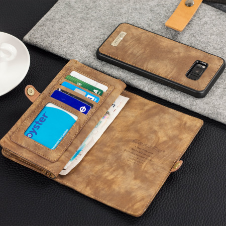 Luxury Samsung Galaxy S8 Leder-Stil 3-in-1 Brieftaschen Hülle - Bräunen