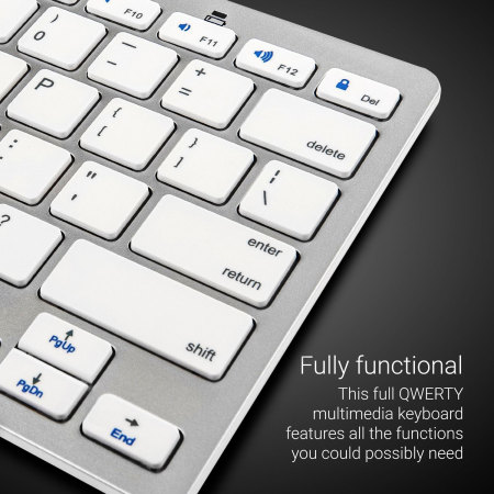 Wireless Bluetooth Keyboard - Silver & White