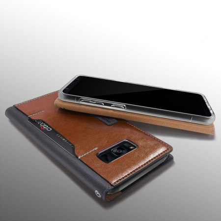 Housse Samsung Galaxy S8 Obliq K3 Portefeuille – Marron / Gris