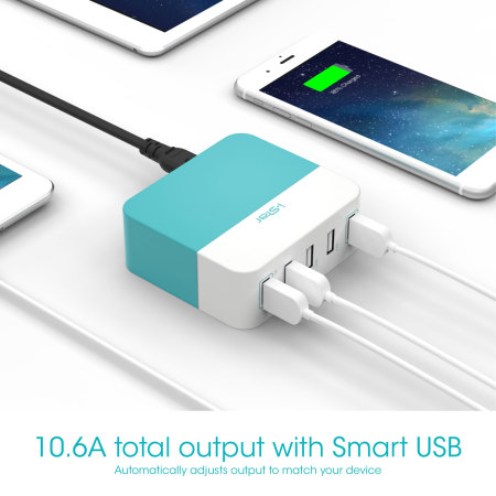 I-Star 10.6A 5 Port USB Hub Bookend Charger