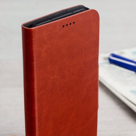 Olixar Leather-Style HTC U 11 Plånboksfodral - Brun