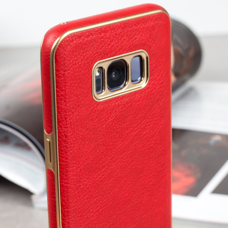 Olixar Makamae Leder-Style Galaxy S8 Plus Hülle -  Rot