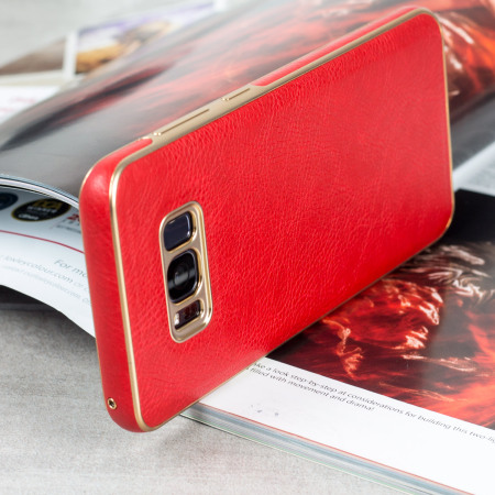 Olixar Makamae Leder-Style Galaxy S8 Plus Hülle -  Rot
