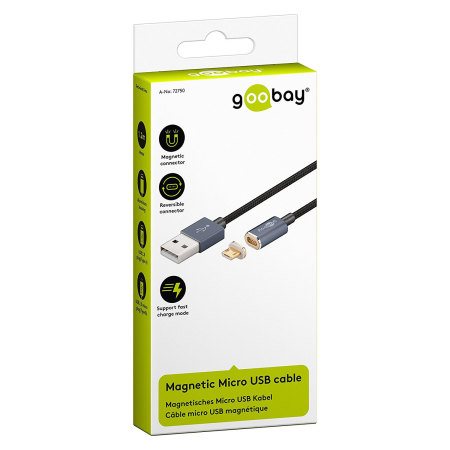 Goobay Micro USB Magnetisk laddnings - och synk kabel - Svart / Silver