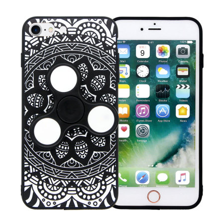 Olixar iPhone 8 / 7 Fidget Spinner Pattern Case - Black / White