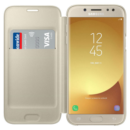 Original Samsung Galaxy J5 2017 Tasche Flip Wallet Cover in Gold