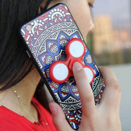 olixar iphone 8 / 7 fidget spinner pattern case - red / blue