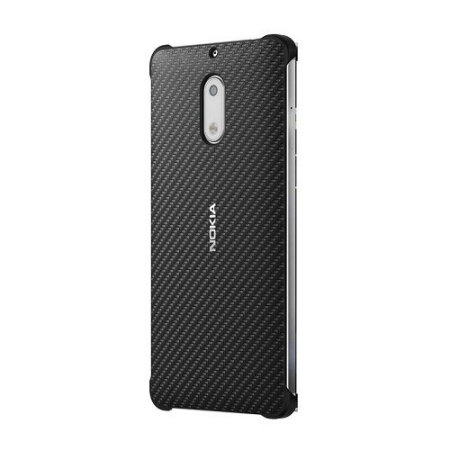 Funda Oficial Nokia 6 Diseño fibra de carbono - Negra