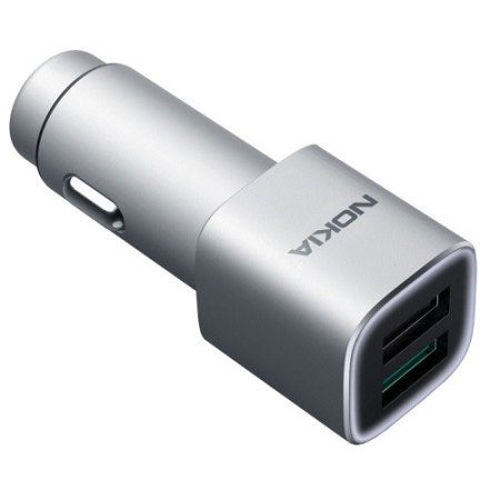 Official Nokia Dual USB Qualcomm Quick Charge 3.0 Car Charger - Silver