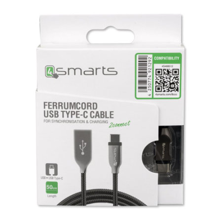 4smarts FERRUMCord 1m USB-C Charge and Sync Cable - Black