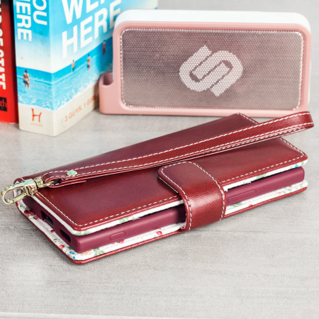 Olixar Leather-Style Sony Xperia XA1 Wallet Case - Floral Red