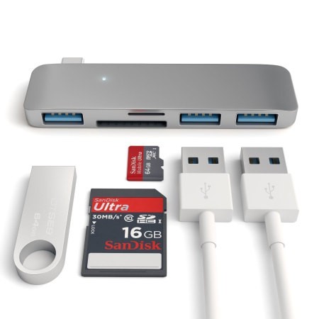 Satechi USB-C Adapter & Hub med 3x USB Laddningsportar - Rymdgrå