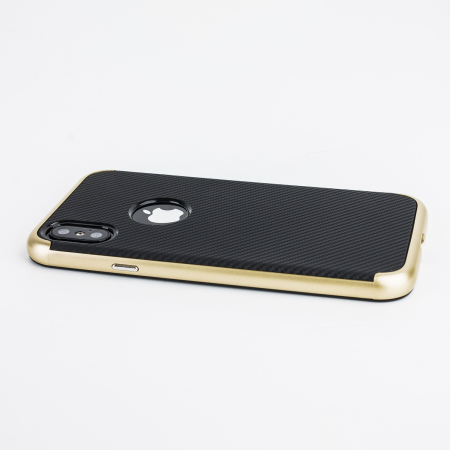 Olixar X-Duo iPhone X Kotelo – Hiilikuitu kulta