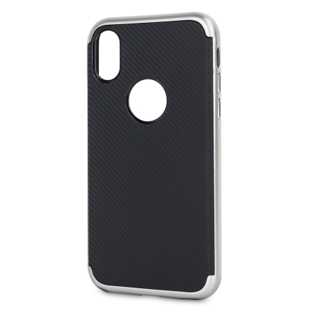 Coque iPhone X Olixar X-Duo – Fibres de carbone Argent