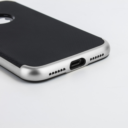 Olixar X-Duo iPhone X Hülle in Carbon Fibre Silber