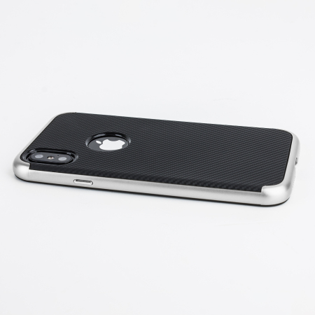 Olixar X-Duo iPhone X Skal - Kolfiber Silver