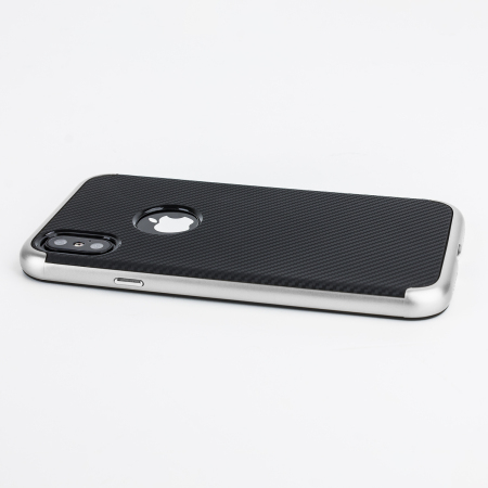 Olixar X-Duo iPhone X Hülle in Carbon Fibre Silber