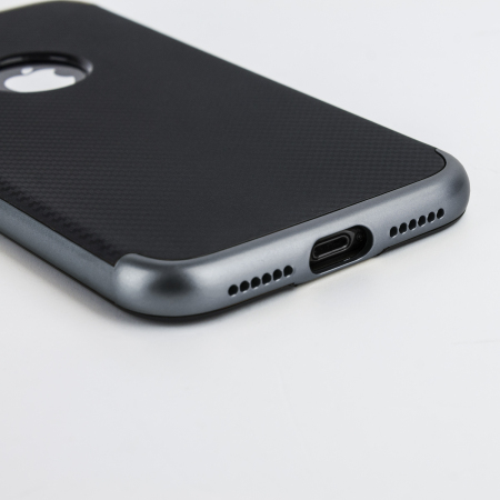 Olixar X-Duo iPhone X Hülle in Carbon Fibre Metallic Grau