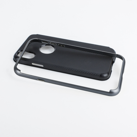 Olixar X-Duo iPhone X Carbon Fibre Case - Metallic Grey