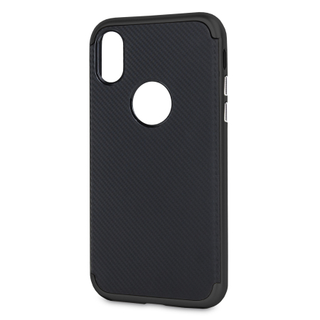 Olixar X-Duo iPhone X Deksel – Karbonfiber Sort