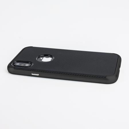 Olixar X-Duo iPhone X Hülle in Carbon Fibre Jet Black