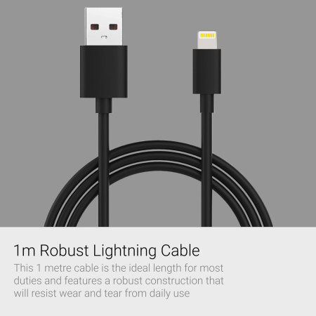 Apple Certified MFi Charge & Sync Lightning to USB Cable - Black