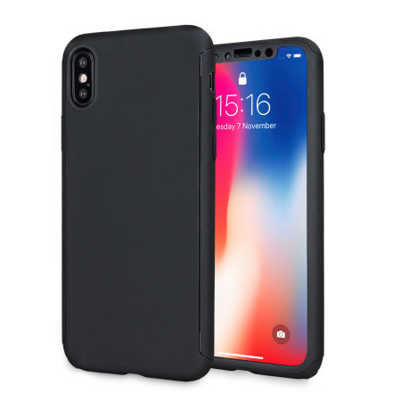 Olixar X-Trio Full Cover iPhone X Case Hülle - Schwarz