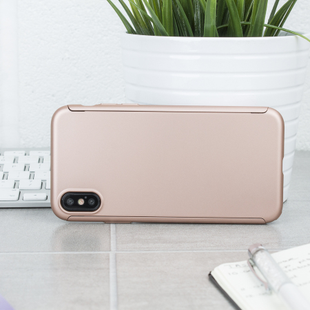 olixar xtrio full cover iphone x case & screen protector - rose gold