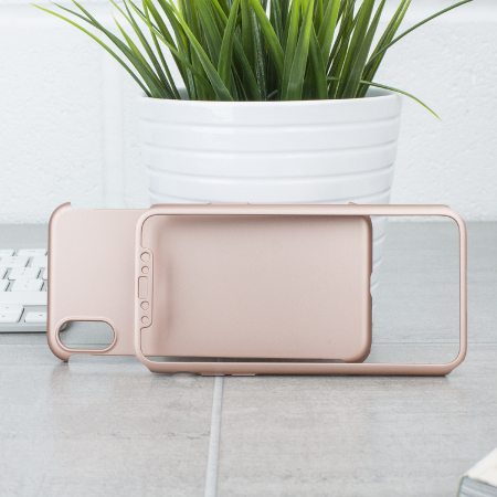 olixar xtrio full cover iphone x case & screen protector - rose gold