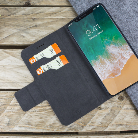 Olixar Lederen Stijl iPhone X Portemonnee Case - Zwart