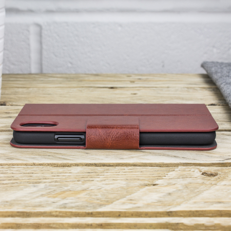 Olixar Leather-Style iPhone X Lommebok Deksel - Brun