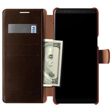 VRS Design Dandy Leather-Style Galaxy Note 8 Wallet Case - Brown