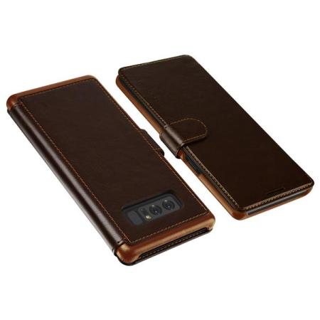 VRS Design Dandy Leather-Style Galaxy Note 8 Wallet Case - Brown