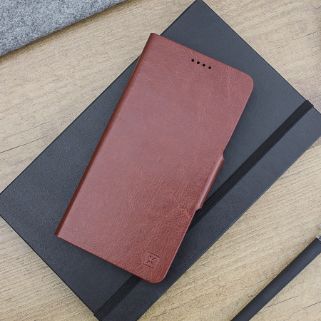 Funda OnePlus 5 Olixar tipo cuero y cartera - Marrón