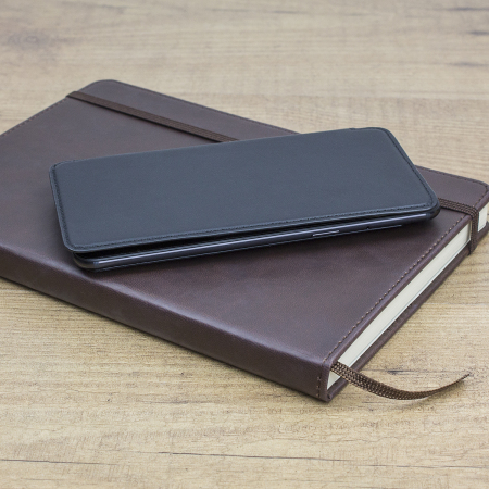Olixar Slim Genuine Leather Flip OnePlus 5 Wallet Case - Black