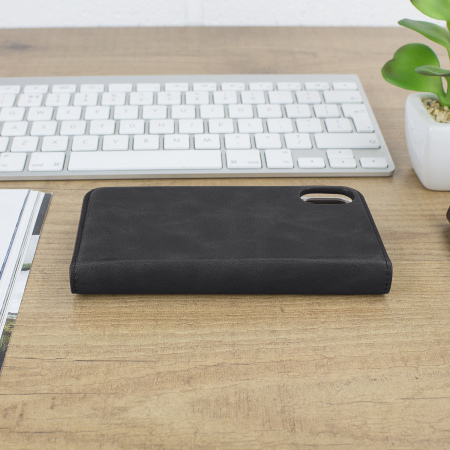Olixar Genuine Leather iPhone X Executive Wallet Case - Black