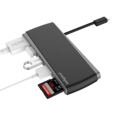 Prodigee USB-C Adapter & Hub with USB Charging Ports - Grey