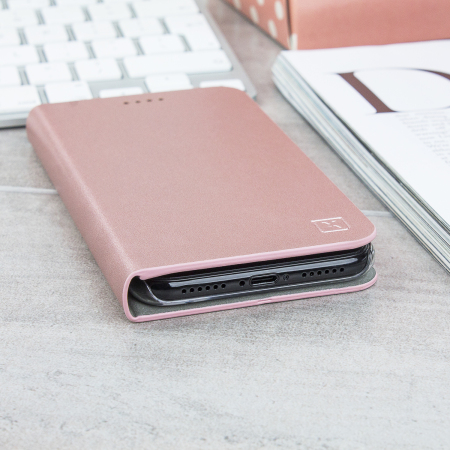 Housse iPhone X Olixar Portefeuille Support Simili Cuir - Or Rose