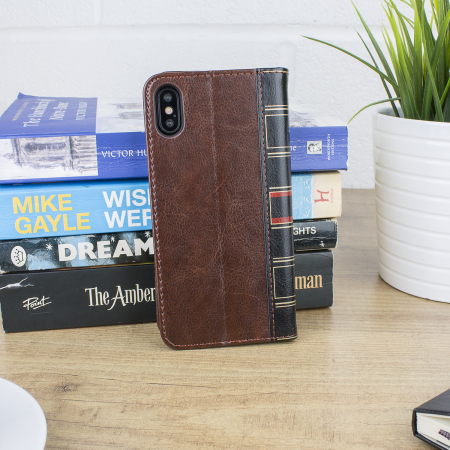 Olixar XTome Leather-Style iPhone X Book Case - Brown