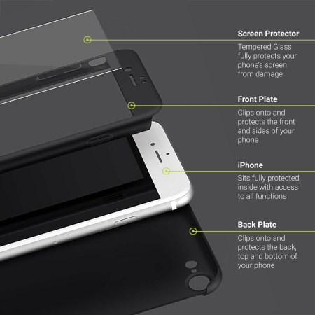 Olixar XTrio Full Cover iPhone 8 Case - Black