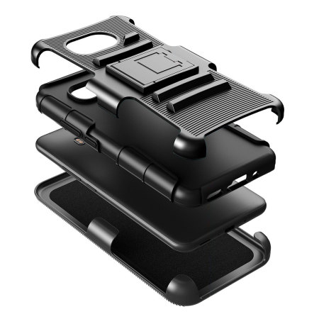 Olixar Rugged HTC U11 Kickstand Case w/ Belt Clip - Black